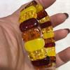 Natuurlijke Kleurrijke Barnsteen Armband Brede Armbanden Mannen Vrouwen Genezende Edelsteen Fijne Sieraden Echte Baltische Bloemen Barnsteen Armbanden