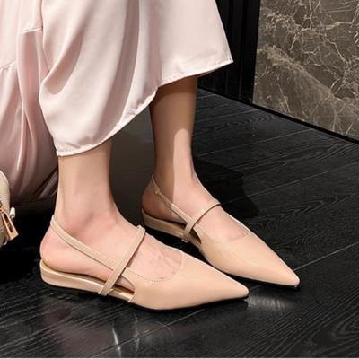 Patent Leather One Strap Bao Tou Sandals Women's Xia New Pointed Toe Shallow Mouth Outside Wear Low Heel Shoes