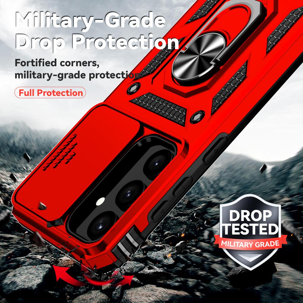 Luxury Armor Case for Samsung Galaxy S25 Edge S24 S23 S22 S21 S20 S10 FE Ultra Plus Ring Holder Slide Lens Stand Phone Cover
