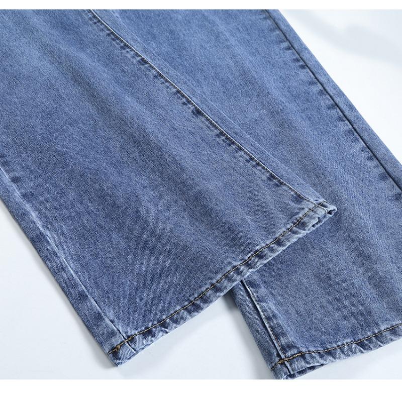 High-waisted Elastic Straight-leg Jeans Woman