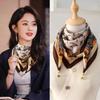 Chic Autumn/Winter Silk Scarf with Magnetic Golden Ball Clasp – Korean Style Neck Warmer