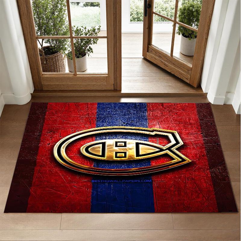 Montreal Canadiens Design Crystal Velvet Rug Soft Decorative Mat for Bedroom Entrance