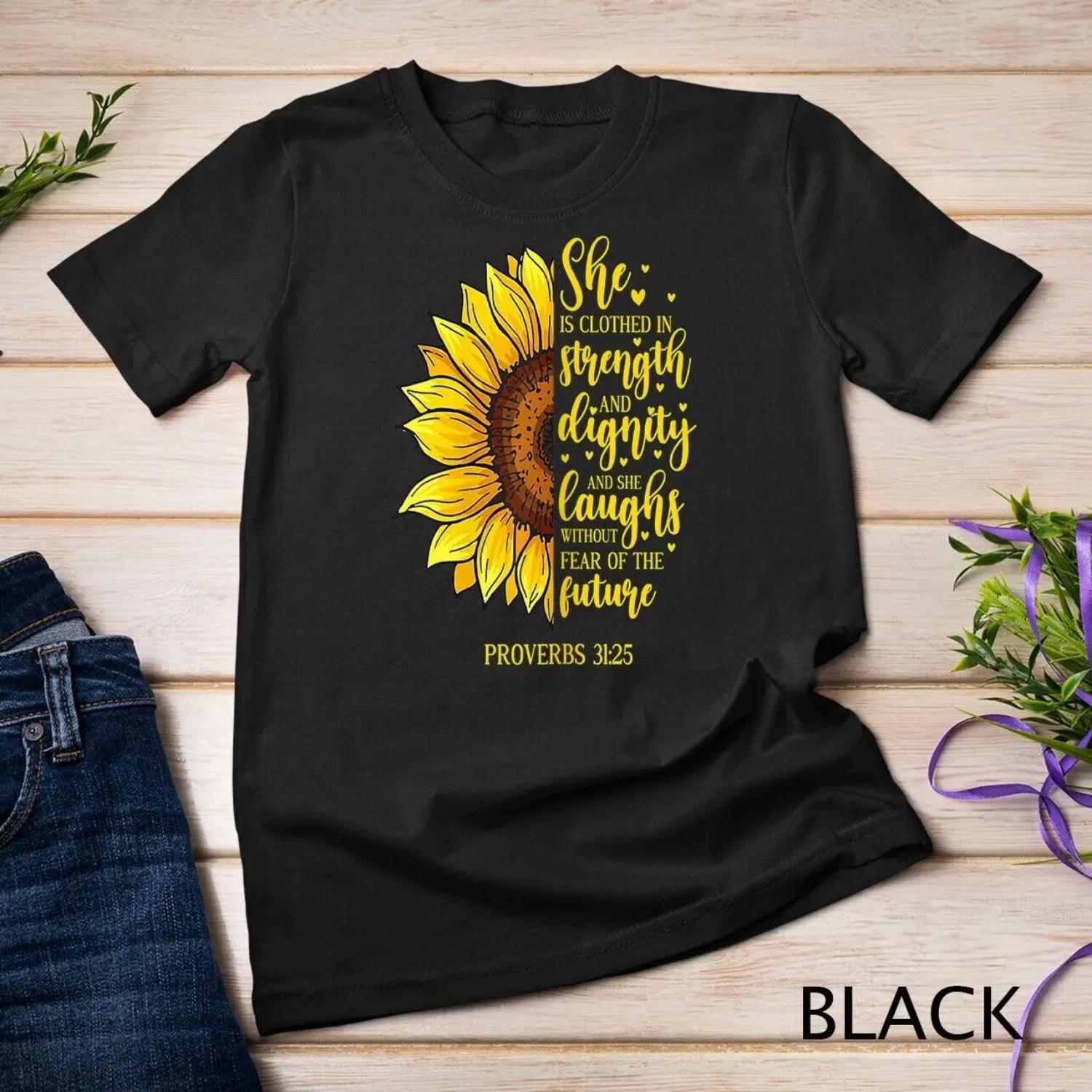 Sunflower Jesus Faith Christian God Bible Verse Religious T shirt S