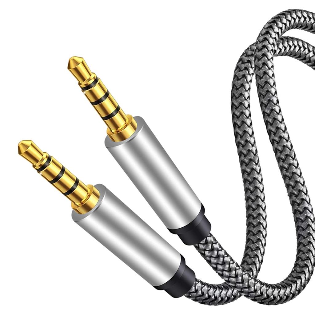 Male to Male Audio Cable 6Ft,4 Pole Hi-Fi Stereo Sound 3.5mm Aux Cable Adapter/Auxiliary Cable/Aux Cord Compatible All 3.5mm-Enabled Devices for Car