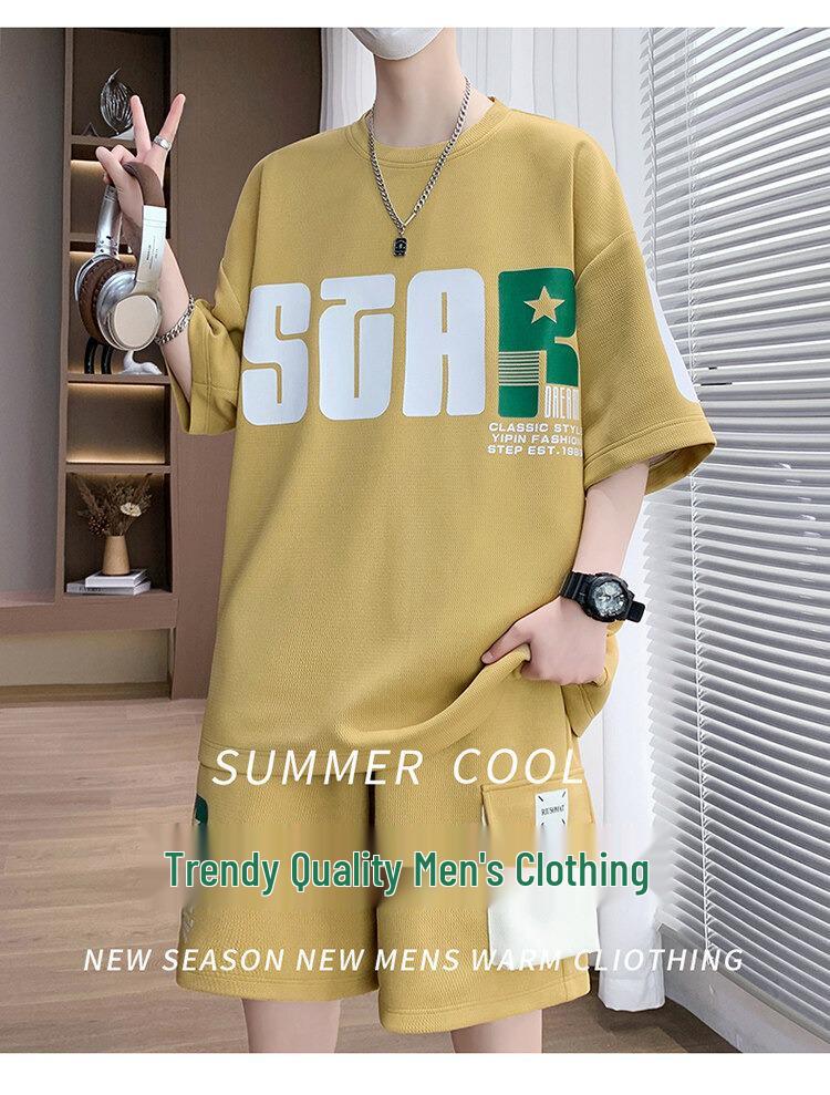 Summer Casual Boys' Loose-Fit Short-Sleeve and Shorts Set - Trendy Junior High Sportswear