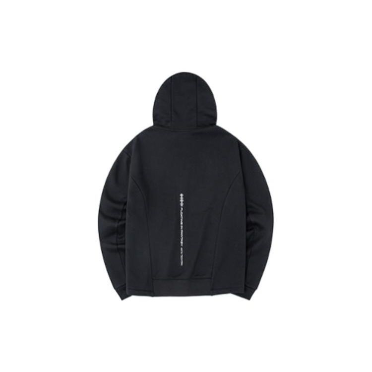 Anta Training Series FW22 Solid Color Logo Print Hooded Zipper Fleece Long Sleeve Sweatshirt Jacket Women Jackets Black 962237742-3