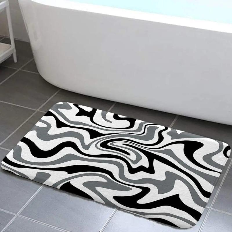 Retro Boheemse Abstracte Golf Badkamertapijt Roze Oranje Kleurovergang Antislipmat Spiraalvormige Krul Psychedelisch Meisjeshart Douchemat