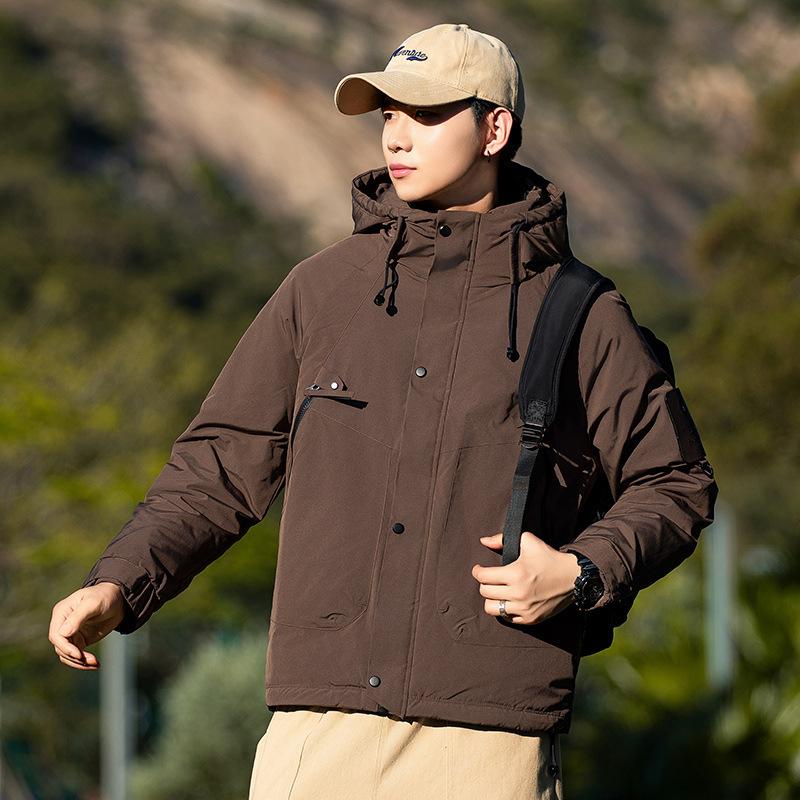 

New winter white duck down jacket thickened warm couple hooded trendy jacket down 4XL