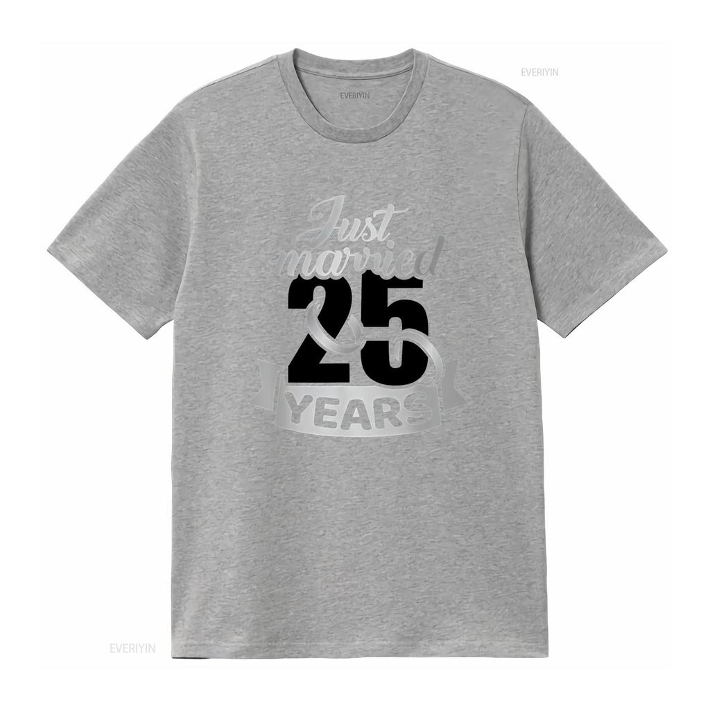 Celebrate 25 Years of Marriage with Our Just Married 25th Wedding Anniversary T Shirt vintage Washed Slightly Stretched