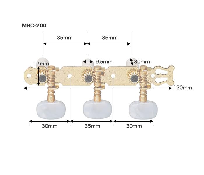 KC Classical Guitar Universal Tuners, Fit, MHC-200/GD
