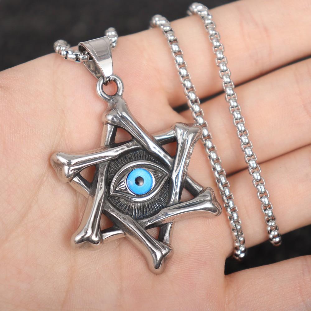 Vintage Hexagram Devil's Eye Men's Pendant Necklace