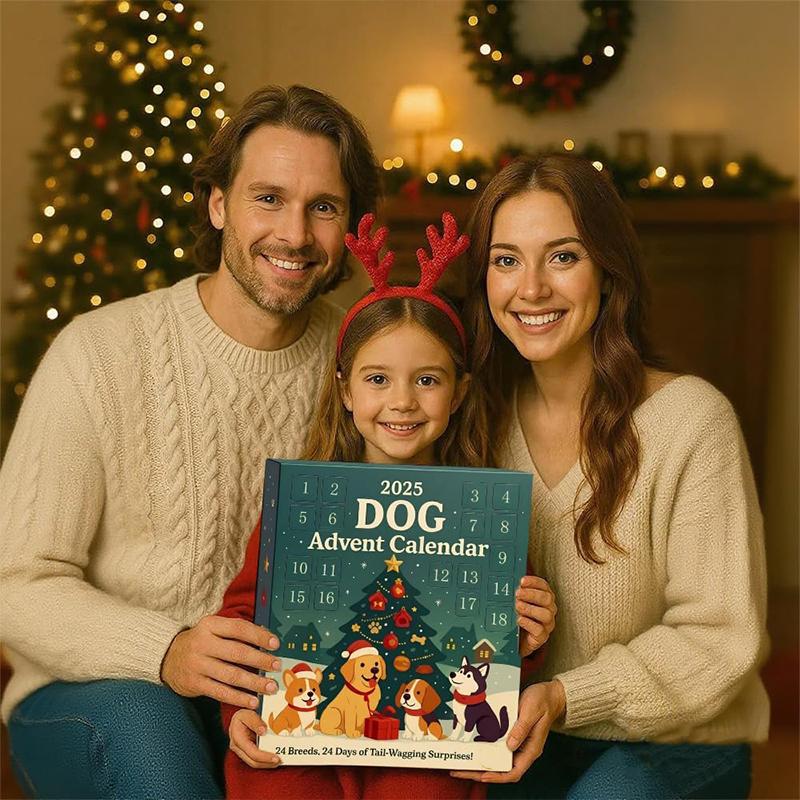 Dog Advent Calendar 2025-24Pcs 2D Festive Breeds Ornaments - Advent Calendar For Pets With Reusable Ornaments, Idea For Dog Love