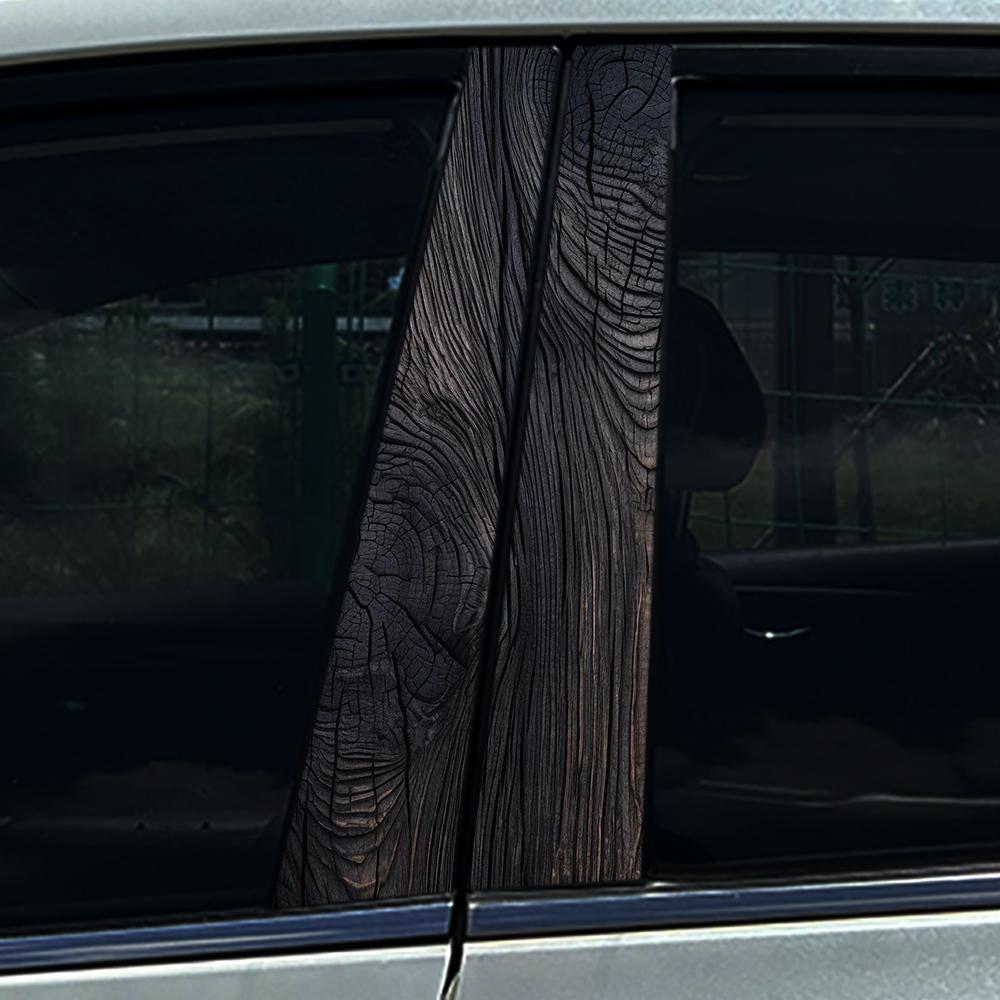 2Pcs/set Wood ized Car Center Pillar Sticker Wood Auto B Pillar Protective Film Decoration Scratch Cover Sticker