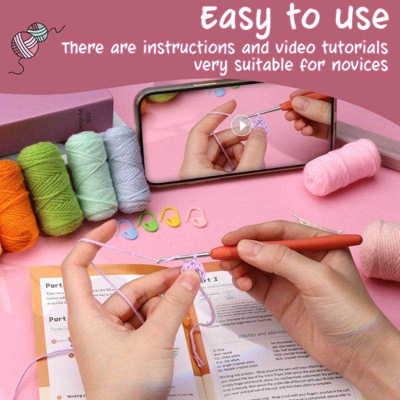 Crochet Succulents Plant Set for Adult Beginner Crochet Plant Knitting Supplies with Step-by-Step Tutorial Instruction