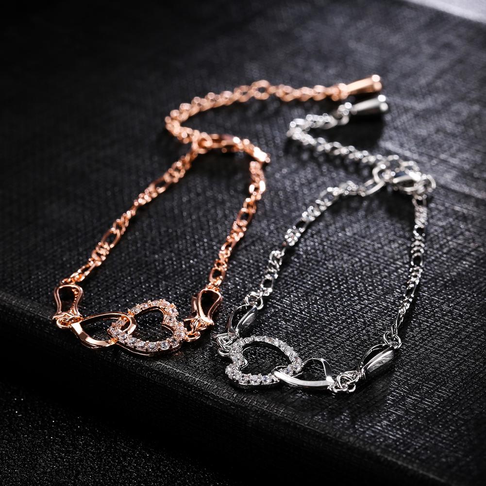 Bracciale da Donna Semplice a Forma di Cuore Vuoto Elegante Catena da Mano All-match