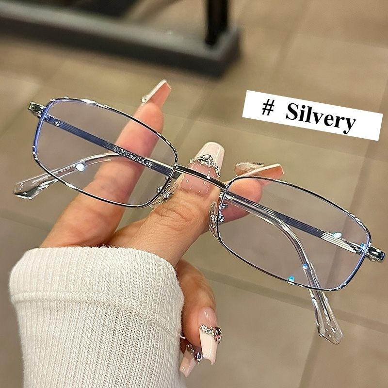 

Flat Light+Anti Blue Light Myopia Glasses 0 To -4.0 Metal Eyeglass Frame Temperament Style Protective Glasses -4.0