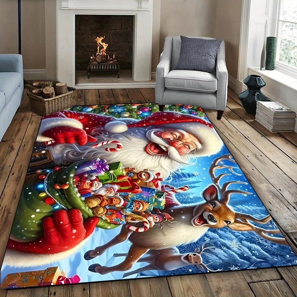 Santa Claus-Themed Pattern Carpet Merry Christmas Carpet Rug for Bedroom Carpet Live Room Large Size Mat Area Rugs Home Decor