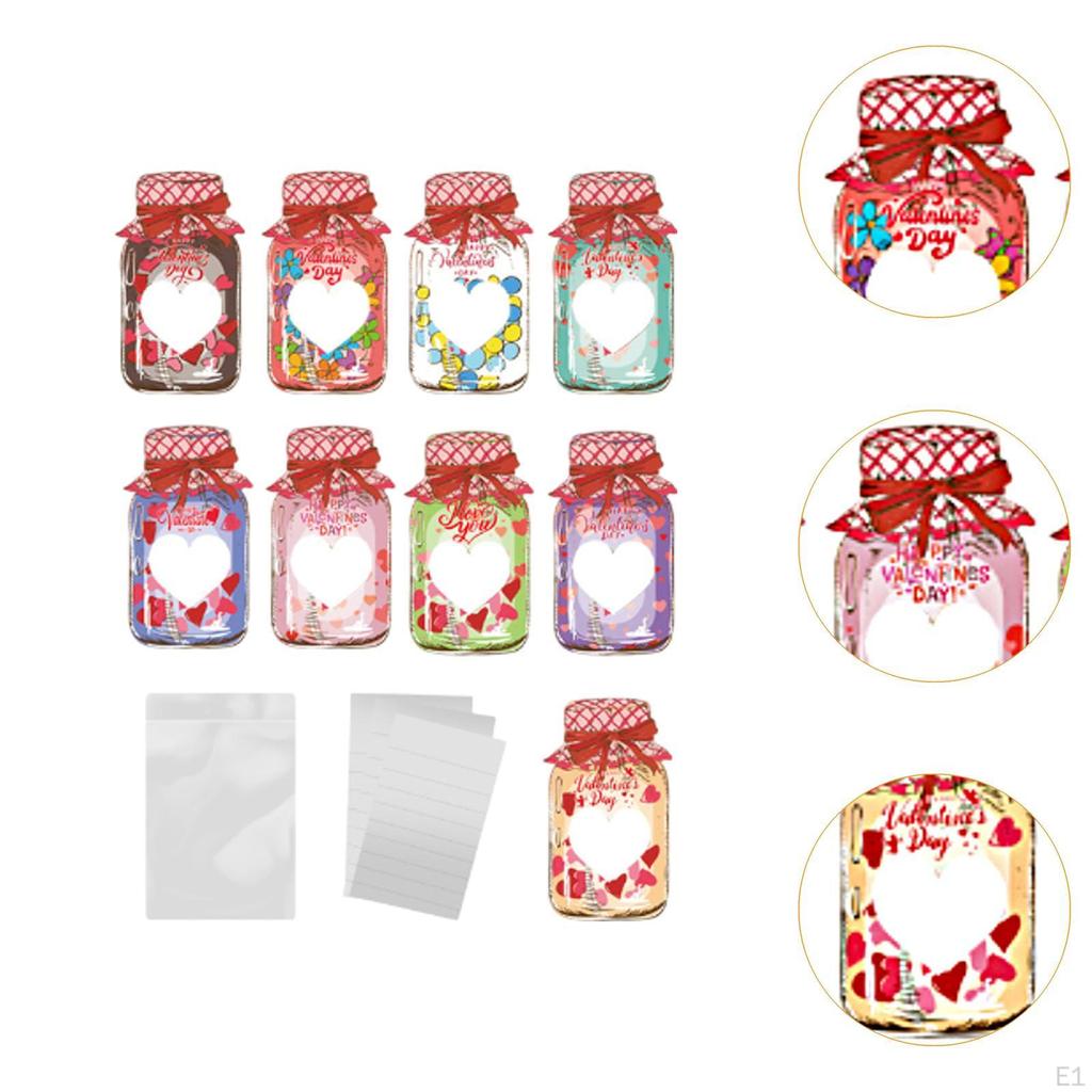 9 pezzi Biglietti di auguri per San Valentino per bambini Decorazioni per feste Forniture per feste Divertenti biglietti di scambio a forma di barattolo