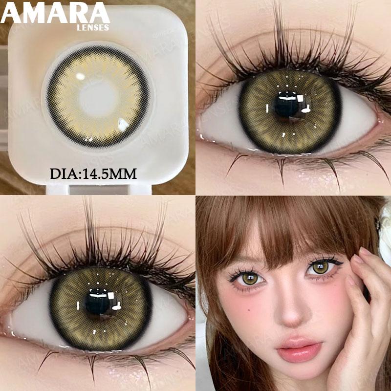 AMARA Schwarzfarbene Kontaktlinsen für Augen Braun Große Farbkontaktlinse Graue Kontaktlinse Natürlich gefärbte Pupillen softlenses Jährlich