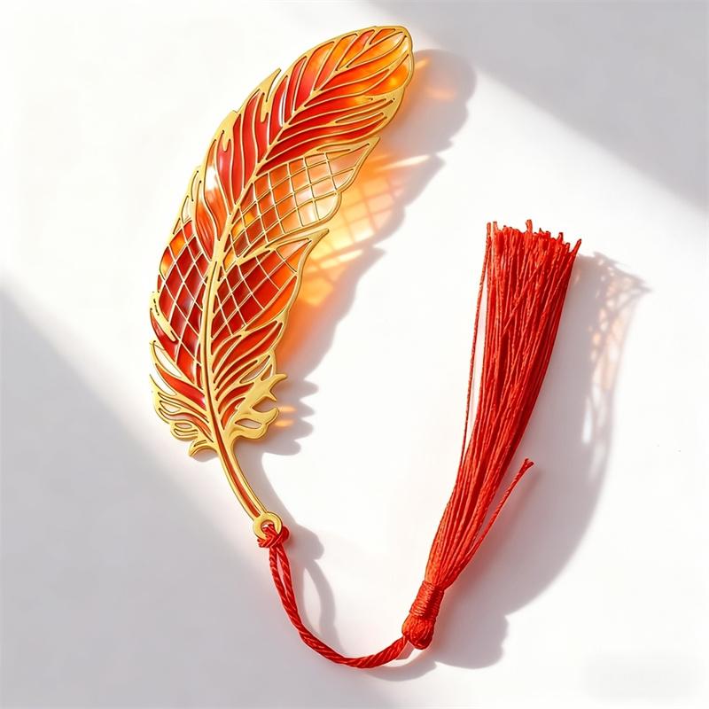 

1Pc Elegant Chinese Style Metal Translucent Peacock Feather Bookmark with Tassel Vibrant Colors Birthday Christmas Gift Souvenir