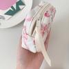 Cute Bow Flower Quilting Cotton Makeup Bag Portable Travel Small Item Bag Sanitary Napkin Makeup Small Fashionable Cosmetic Case