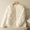 Autumn and winter women's clothing light and short V-neck rhombus casual down jacket white duck down lightweight jacket liner