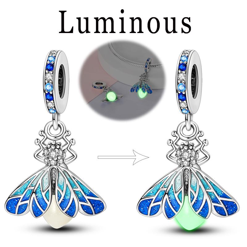 Copper Plated Charms Firefly Feather Moon Pendants Fit Original Pan Bracelet Making Fashion Jewelry