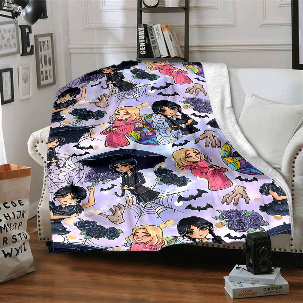 1pz Coperta in Flanella Mercoledì, Morbida Amica della Pelle con Stampa Digitale, Varie Misure Disponibili per Famiglia, Amici, Compleanno