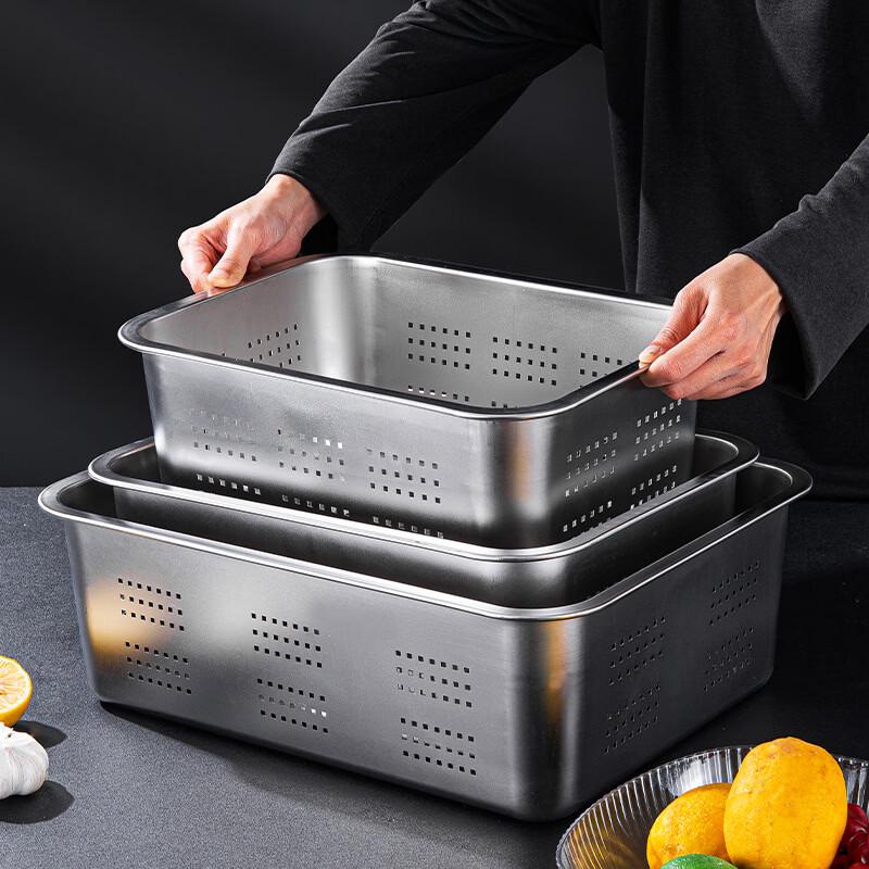 Heavy-Duty Food-Grade Stainless Steel Rectangular Perforated Drain Tray