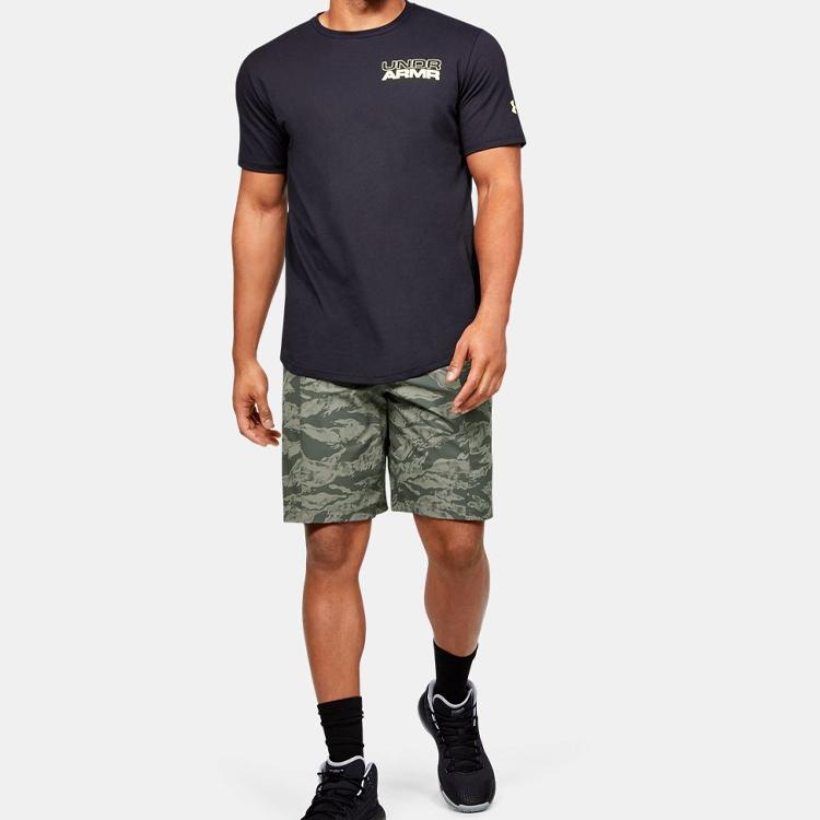 Under Armour UA Baseline Woven Basketball Mid Rise Loose Fit Drawstring Casual Shorts Men Shorts Green 1351291-388