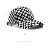Trendy checkered baseball cap, outdoor sports hat for women, sun-protective visor, men's stylish cap