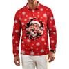 Men's Long Sleeve Golf Shirt Quick-Dry Mesh Casual Top with Christmas Print for Holiday Wear