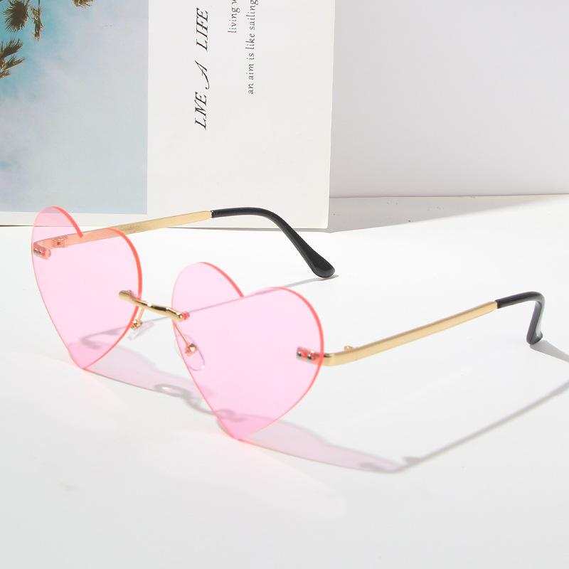 Love Heart Shape Women Sunglasses Rimless Metal Leg New Fashion Designer Sunglasses Female High Quality Sun glasses for Women
