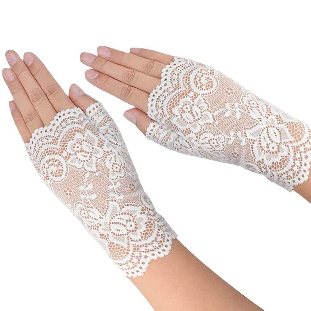 Gloves Anti-UV Half Finger Gloves Fingerless Gloves Women Mittens Lace Flower Gloves