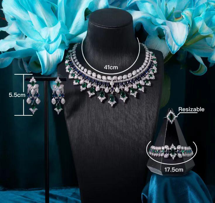 Women's necklace set cubic zirconia bridal jewelry Dubai wedding engagement party holiday jewelry accessories