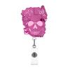 Retractable Keychain Name Card Holder Acrylic Carabiner Holder Skull Name Card Holder ID Badge Holder for Office School