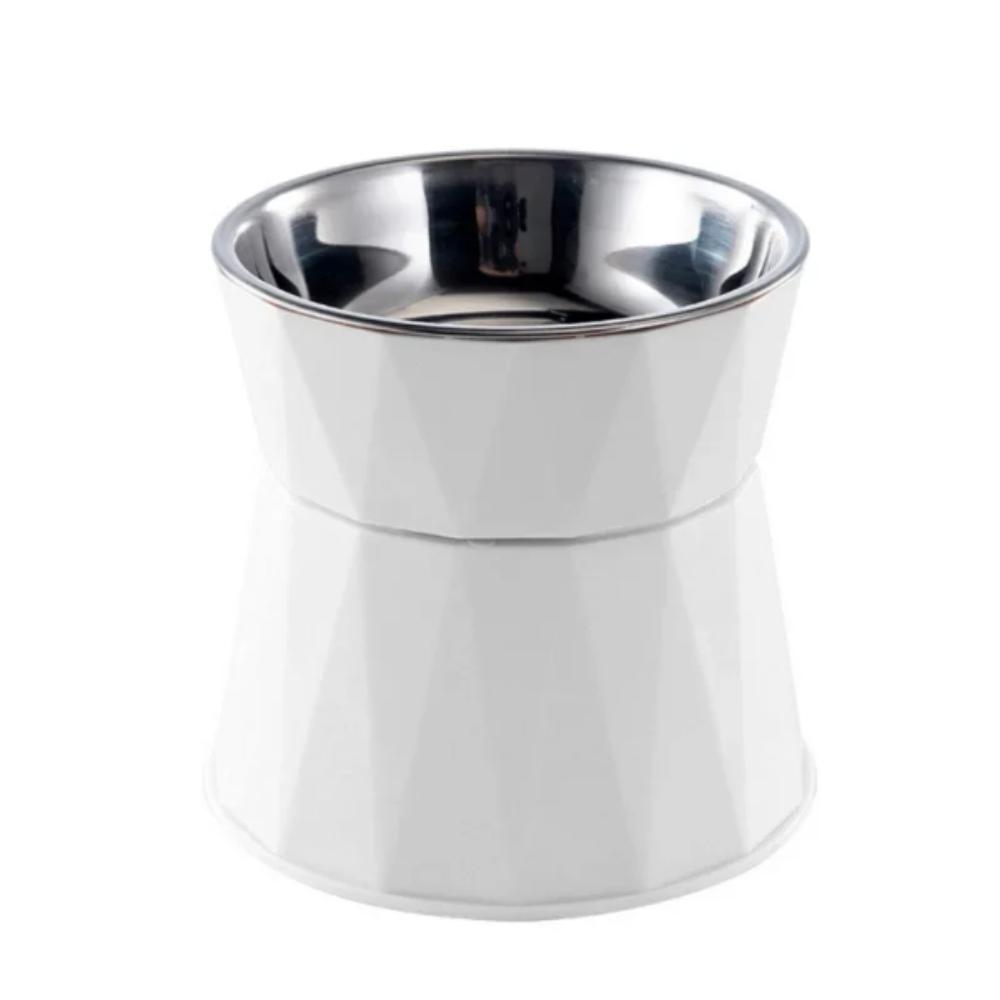 

High Foot Stainless Steel Cat Bowl Neck Protector Raised Feeder Cat Food Bowl Stainless Steel Anti-overturning Water Bowl білий