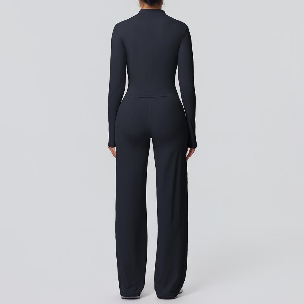 European-American Nude Feel Sports Jacket and Slimming Yoga Pants Set