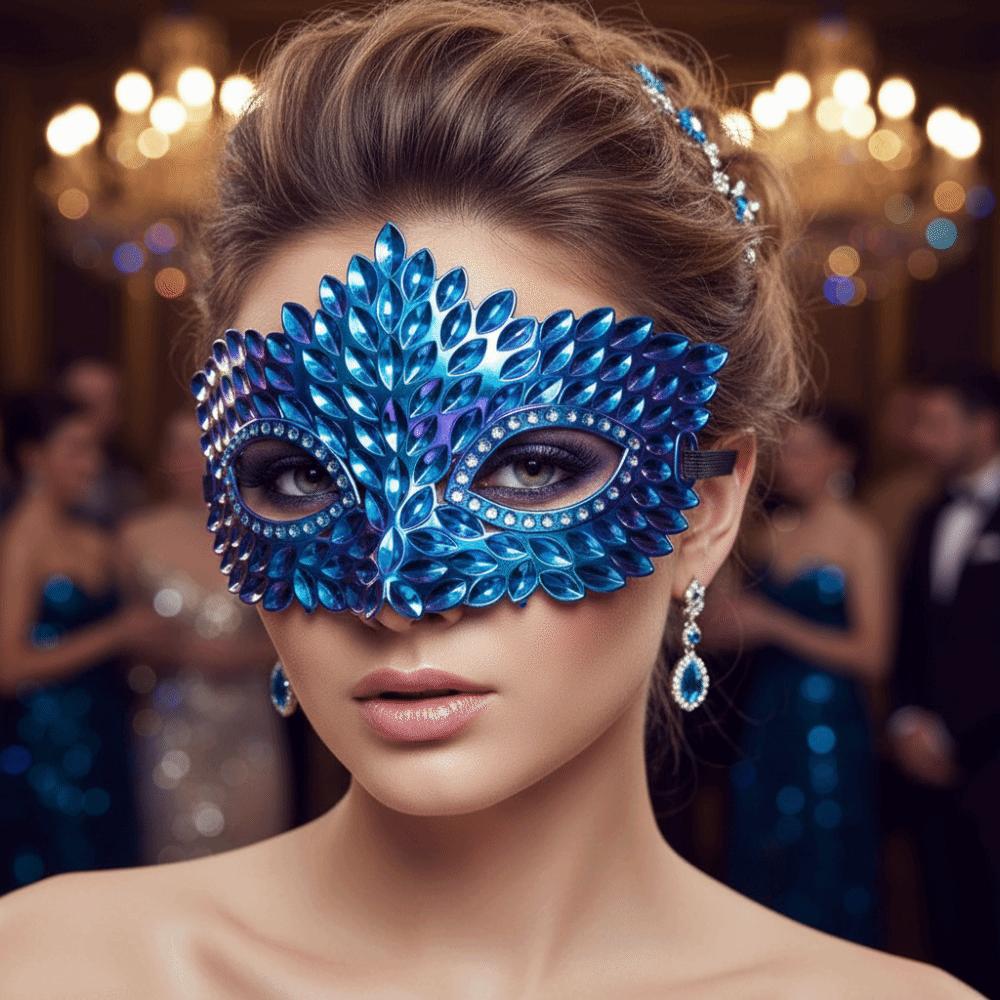 Crowned Masquerade Mask Metallic Party Eyemask Carnival Visor Half Facepiece Techno Rave