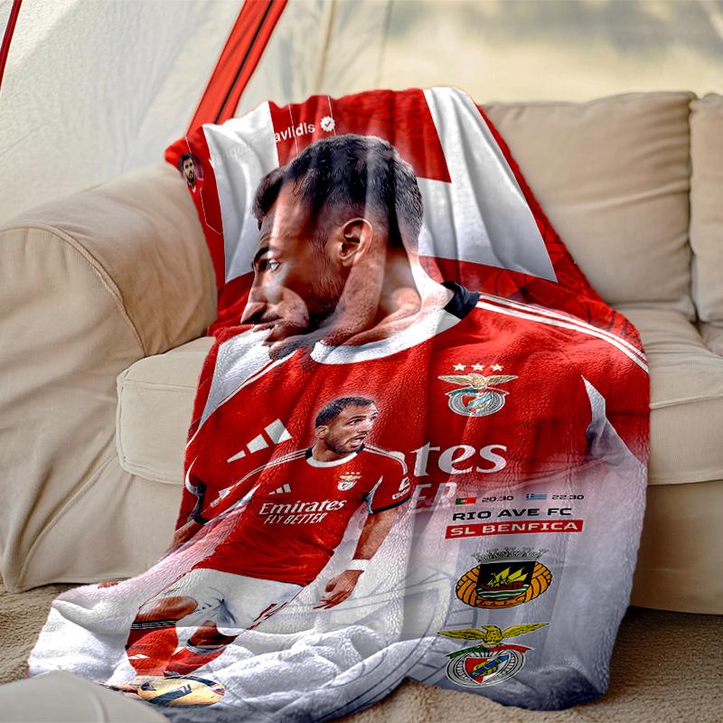 1pc SL Benfica Blanket, Home Printed Throw Blanket - Soft Blanket Gift for Family, Washable Sofa Bed Blanket