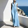 Women's V-Neck Dress with Nipped-In Waist Summer Dress Casual Loose Fit Dress Comfortable A-Line Silhouette Elegant Dress for Office Vacation Party