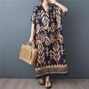 Short Sleeve Plus Size Cotton Vintage Floral New In Dresses for Women Casual Loose Long Summer Dress