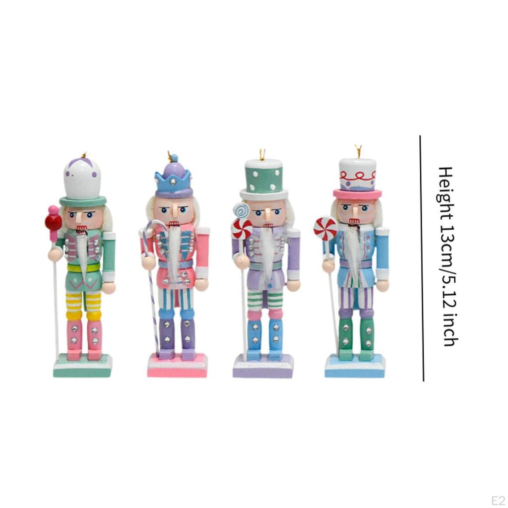 4Pcs 5 zoll Holz Nussknacker Mutter Puppe Figur Dekorationen Charming Farbe Nussknacker Hängen