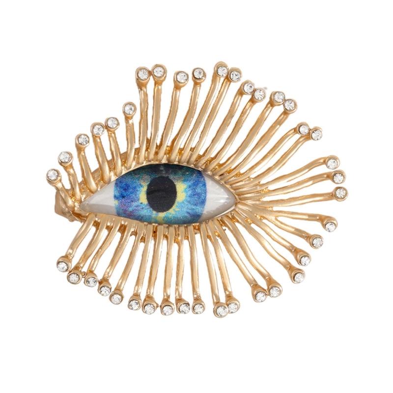 Lightweight Zinc Alloy Statement Pin Intricate Evil Eyes Charm And Crystal Embellishments Eleant Brooch Accessory