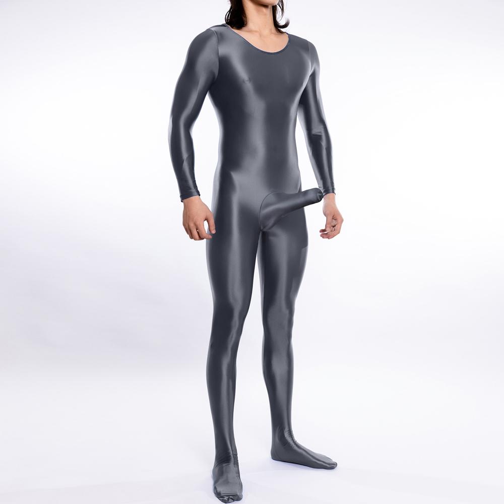 Sexy Men Cock Ring Maid Tights Oil Glossy Shiny Elastic Bodysuit Rompers U Convex Bulge Pouch Leotard One Piece Thong