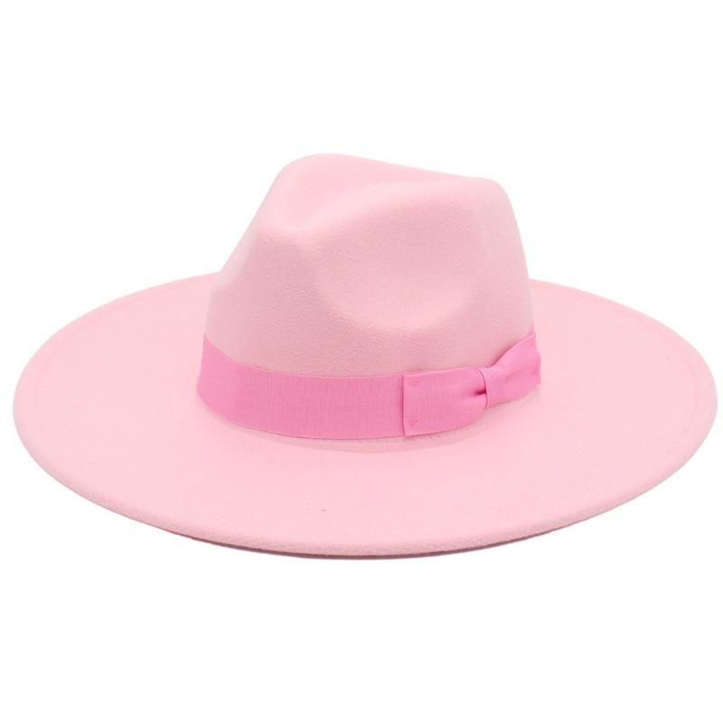 Jazz Hat Retro Men'S And Women'S Cotton Felt Hat Big Brim Panama Hat Gold Chain Hat