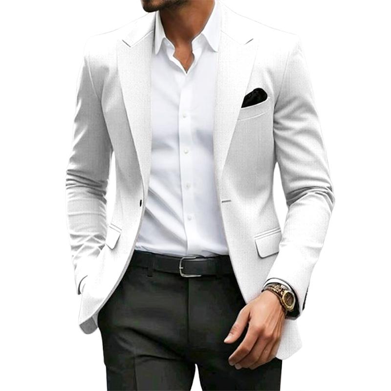 

Мужской пиджак из полиэфирного волокна для бизнеса и отдыха, с цифровой печатью, с имитацией кармана, модный для осени и зимы 2XL белый