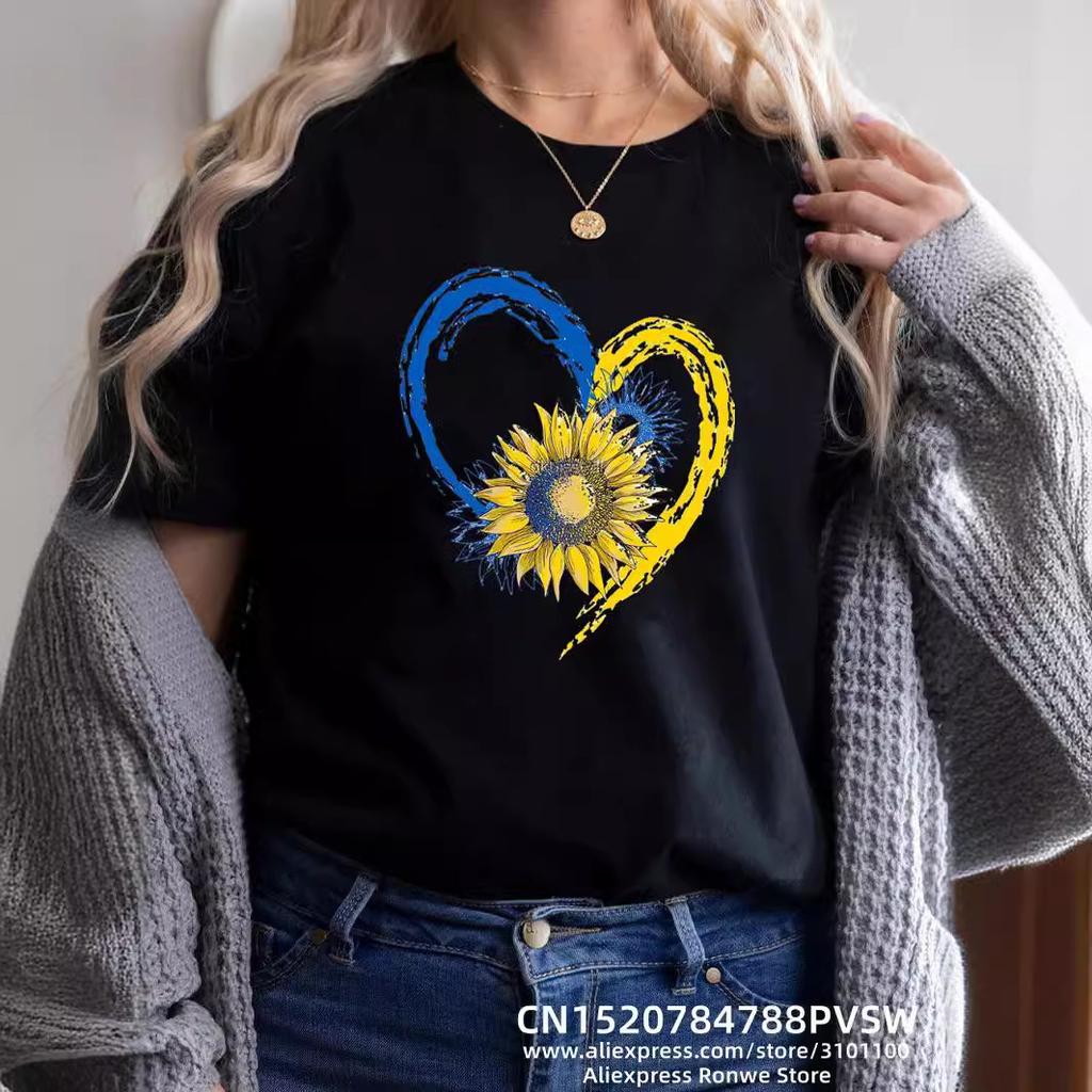 Letní top s kulatým výstřihem a potiskem Módní Ležérní Roztomilá dámská trička z čisté bavlny s krátkým rukávem