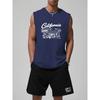 Polyester Men's Graphic Tank and Shorts Set Multi-Pocket Design Windproof