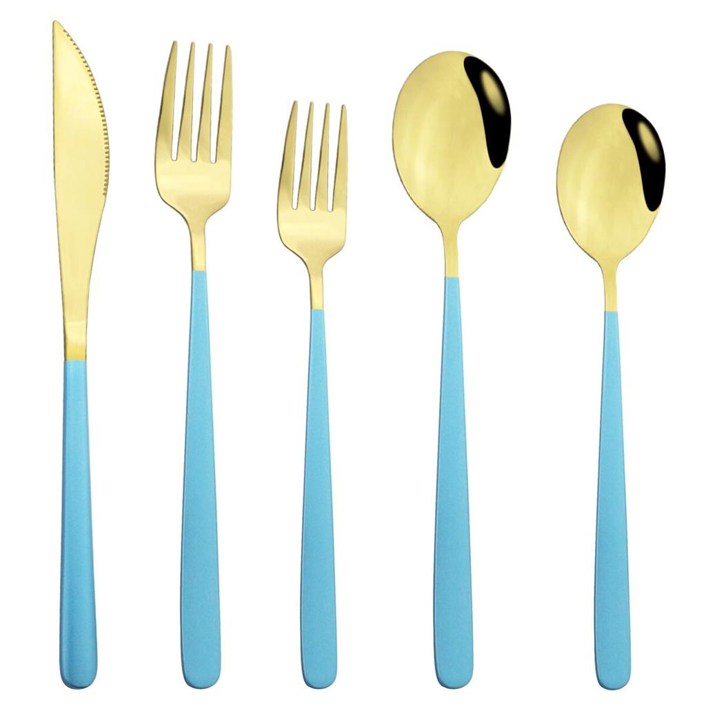 5/10/20-tlg. buntes Geschirr-Besteck-Set 304 Edelstahl-Besteck-Set Spiegelmesser Gabel Löffel Geschirr-Set Küchensilber